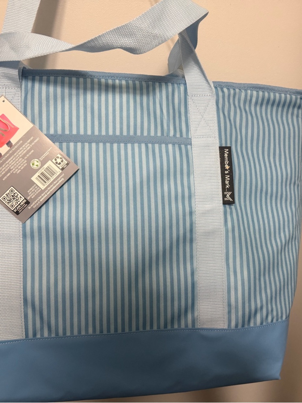 Member's Mark Light Blue Striped Tote Bag
